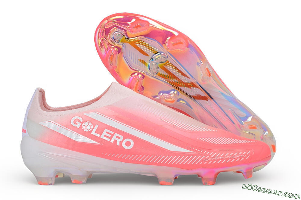 Adidas F50 Hyperfast Elite Laceless FG Firm Ground Soccer Cleats - Pink/Sunset Pink/Iridescent White 1