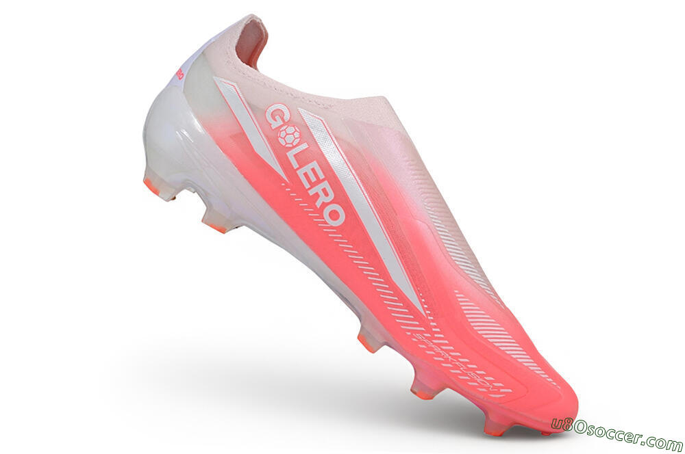 Adidas F50 Hyperfast Elite Laceless FG Firm Ground Soccer Cleats - Pink/Sunset Pink/Iridescent White 4