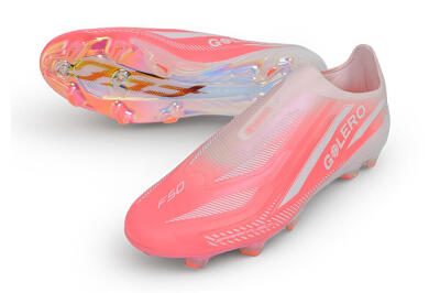 Adidas F50 Hyperfast Elite Laceless FG Firm Ground Soccer Cleats - Pink/Sunset Pink/Iridescent White