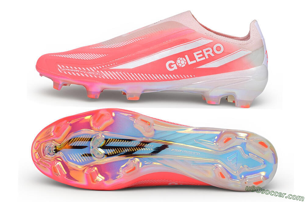 Adidas F50 Hyperfast Elite Laceless FG Firm Ground Soccer Cleats - Pink/Sunset Pink/Iridescent White 0