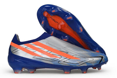 Adidas F50 Hyperfast Elite Laceless FG Firm Ground Soccer Cleats - Blue/Silver Metallic/Solar Red
