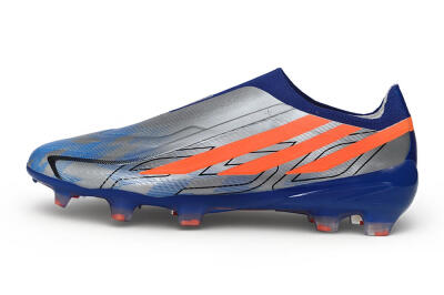 Adidas F50 Hyperfast Elite Laceless FG Firm Ground Soccer Cleats - Blue/Silver Metallic/Solar Red