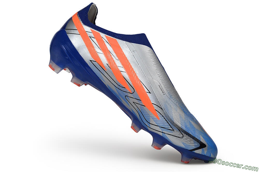 Adidas F50 Hyperfast Elite Laceless FG Firm Ground Soccer Cleats - Blue/Silver Metallic/Solar Red 4