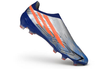 Adidas F50 Hyperfast Elite Laceless FG Firm Ground Soccer Cleats - Blue/Silver Metallic/Solar Red