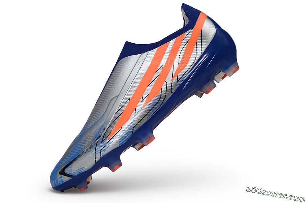 Adidas F50 Hyperfast Elite Laceless FG Firm Ground Soccer Cleats - Blue/Silver Metallic/Solar Red 5