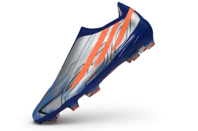 Adidas F50 Hyperfast Elite Laceless FG Firm Ground Soccer Cleats - Blue/Silver Metallic/Solar Red