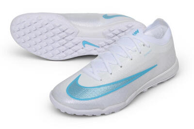 Nike Air Zoom Mercurial Vapor 17 Elite TF Artificial Turf Soccer Shoes - White/White/Baltic Blue