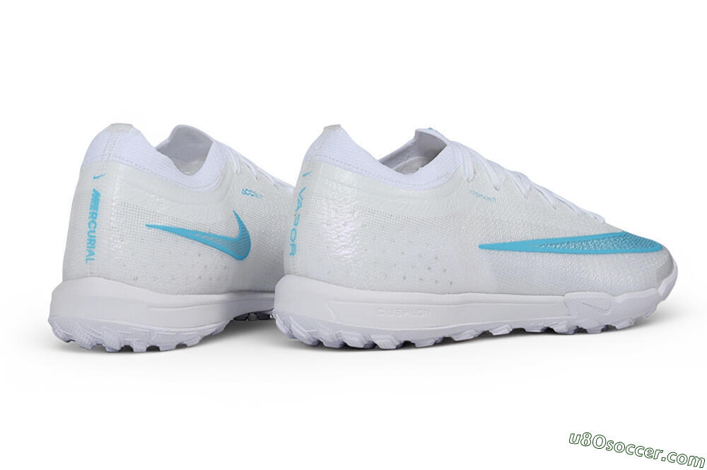 Nike Air Zoom Mercurial Vapor 17 Elite TF Artificial Turf Soccer Shoes - White/White/Baltic Blue 6