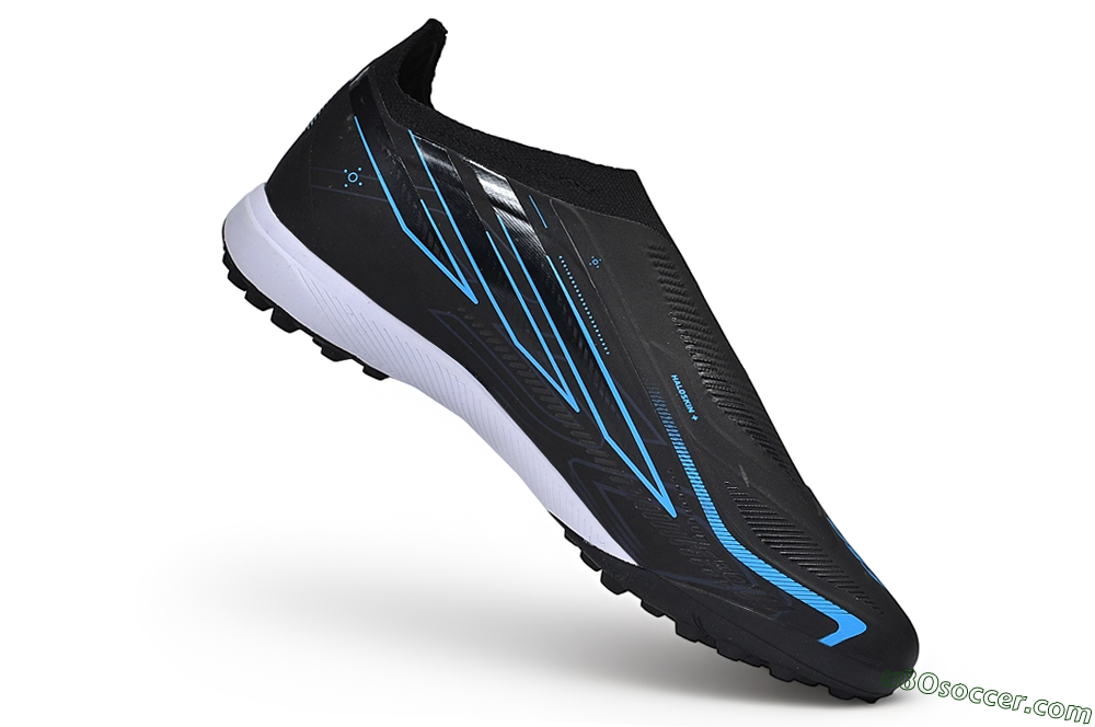 Adidas F50 Hyperfast Elite Laceless TF Artificial Turf Soccer Shoes - Black/Core Black/Lucid Blue 5
