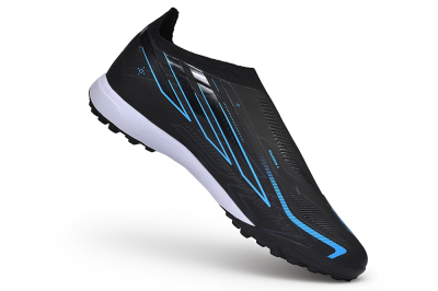 Adidas F50 Hyperfast Elite Laceless TF Artificial Turf Soccer Shoes - Black/Core Black/Lucid Blue