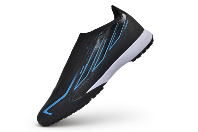 Adidas F50 Hyperfast Elite Laceless TF Artificial Turf Soccer Shoes - Black/Core Black/Lucid Blue