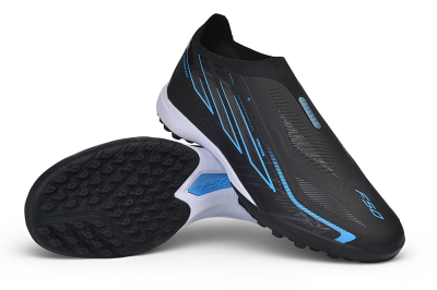 Adidas F50 Hyperfast Elite Laceless TF Artificial Turf Soccer Shoes - Black/Core Black/Lucid Blue