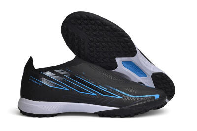 Adidas F50 Hyperfast Elite Laceless TF Artificial Turf Soccer Shoes - Black/Core Black/Lucid Blue