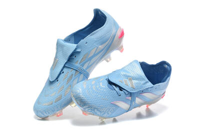 Adidas Predator 26 Elite Fold-Over Tongue FG Firm Ground Soccer Cleats - Blue/Ice Blue/Metallic Silver