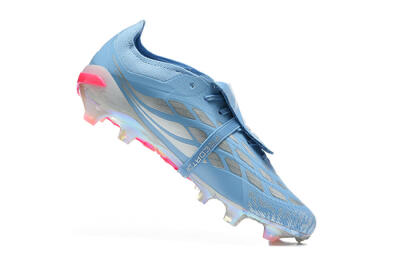 Adidas Predator 26 Elite Fold-Over Tongue FG Firm Ground Soccer Cleats - Blue/Ice Blue/Metallic Silver