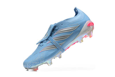 Adidas Predator 26 Elite Fold-Over Tongue FG Firm Ground Soccer Cleats - Blue/Ice Blue/Metallic Silver