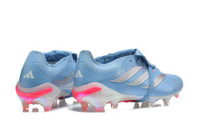 Adidas Predator 26 Elite Fold-Over Tongue FG Firm Ground Soccer Cleats - Blue/Ice Blue/Metallic Silver