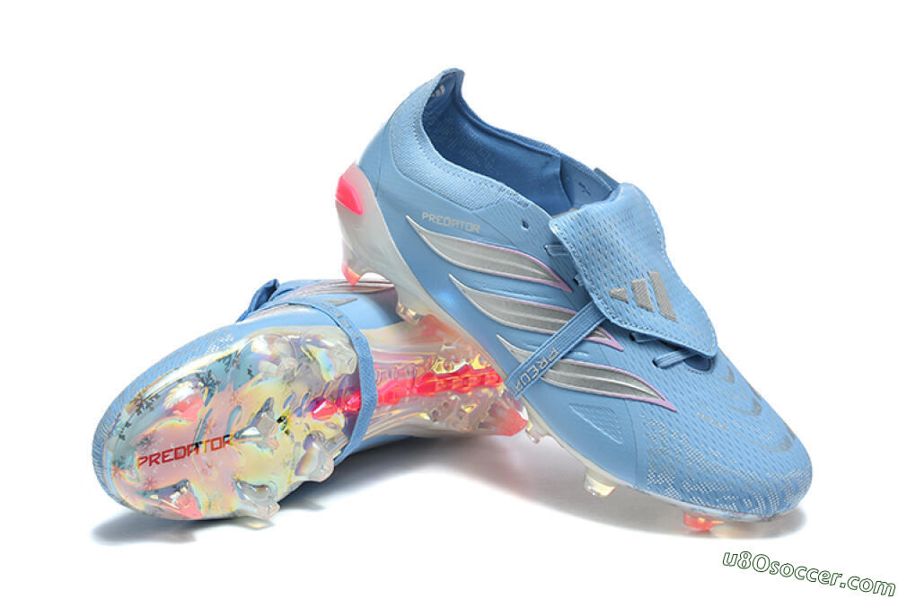 Adidas Predator 26 Elite Fold-Over Tongue FG Firm Ground Soccer Cleats - Blue/Ice Blue/Metallic Silver 4