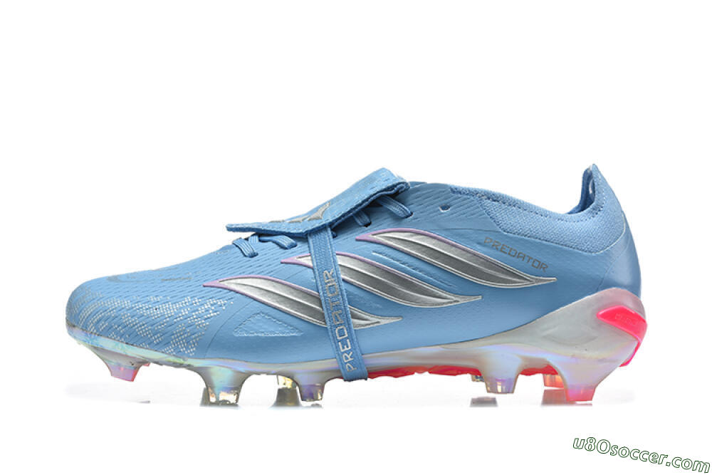 Adidas Predator 26 Elite Fold-Over Tongue FG Firm Ground Soccer Cleats - Blue/Ice Blue/Metallic Silver 2