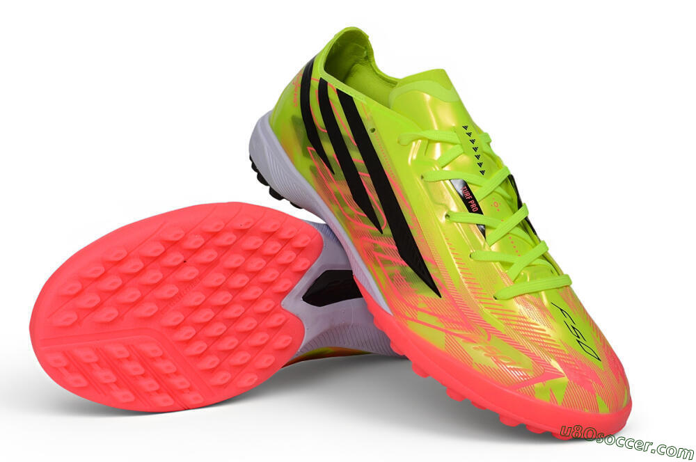 Adidas F50 Hyperfast Pro TF Artificial Turf Soccer Shoes - Yellow/Solar Yellow/Lucid Pink 3