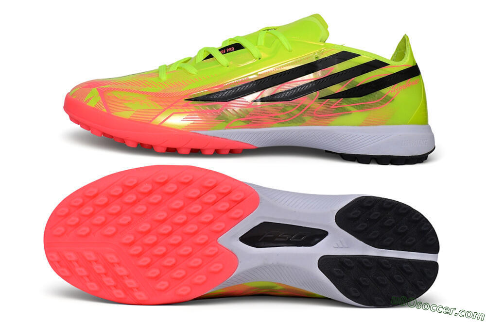 Adidas F50 Hyperfast Pro TF Artificial Turf Soccer Shoes - Yellow/Solar Yellow/Lucid Pink 0