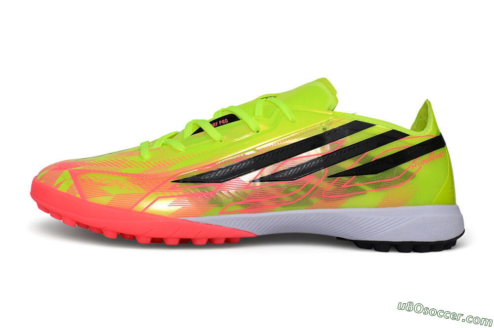 Adidas F50 Hyperfast Pro TF Artificial Turf Soccer Shoes - Yellow/Solar Yellow/Lucid Pink 2