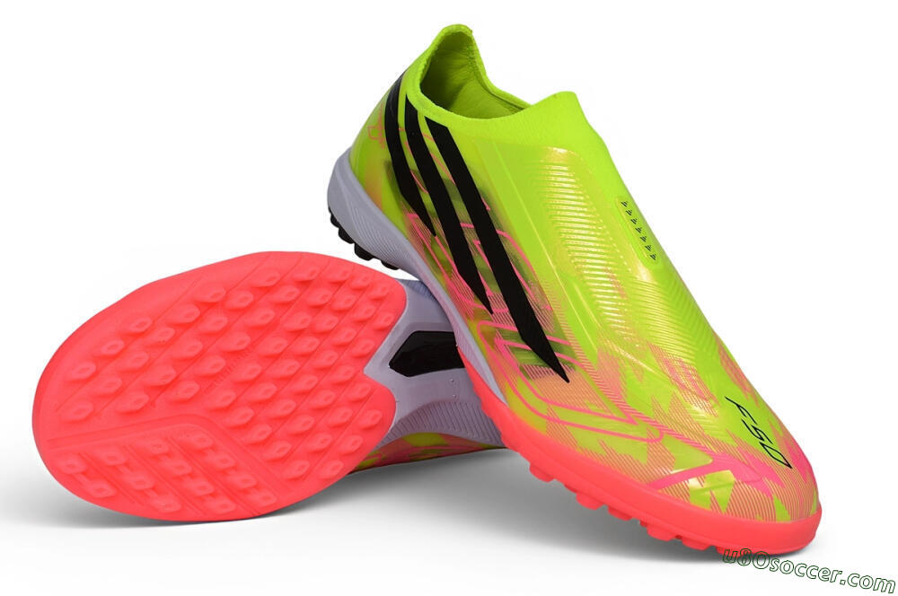 Adidas F50 Hyperfast Elite Laceless TF Artificial Turf Soccer Shoes - Yellow/Volt/Solar Red 3