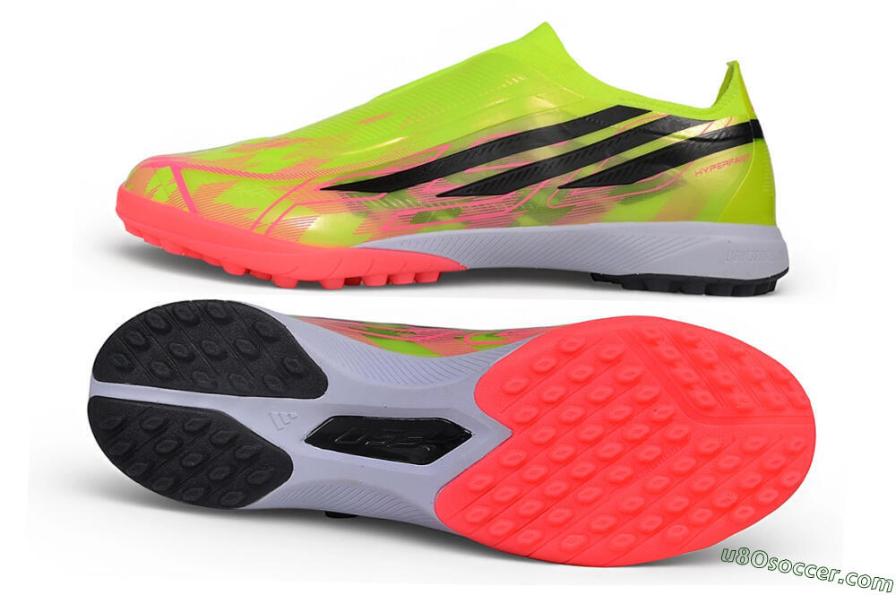 Adidas F50 Hyperfast Elite Laceless TF Artificial Turf Soccer Shoes - Yellow/Volt/Solar Red 0