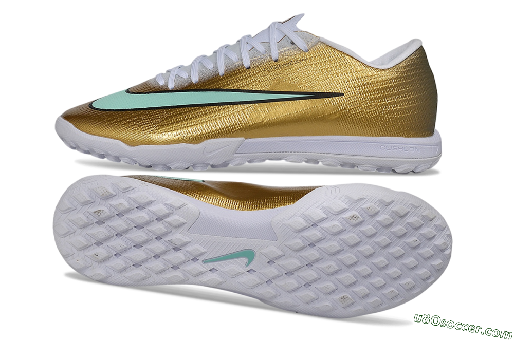 Nike Air Zoom Mercurial Superfly 11 Elite TF Artificial Turf Soccer Shoes - Gold/Metallic Gold/Mint Green 0