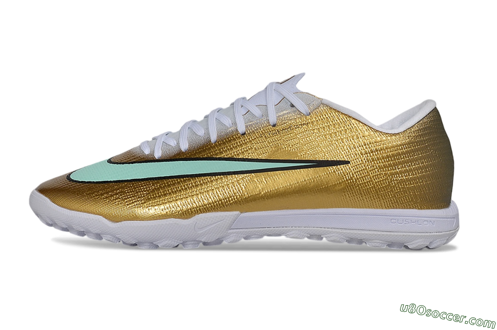 Nike Air Zoom Mercurial Superfly 11 Elite TF Artificial Turf Soccer Shoes - Gold/Metallic Gold/Mint Green 2