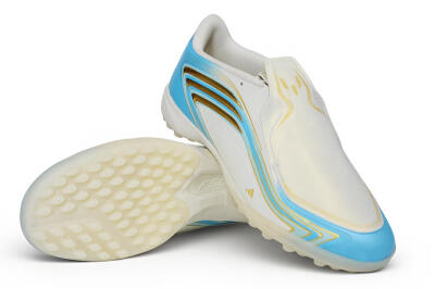 Messi x Adidas F50 Elite Laceless TF Artificial Turf Soccer Shoes - White/Sky Blue/Metallic Gold