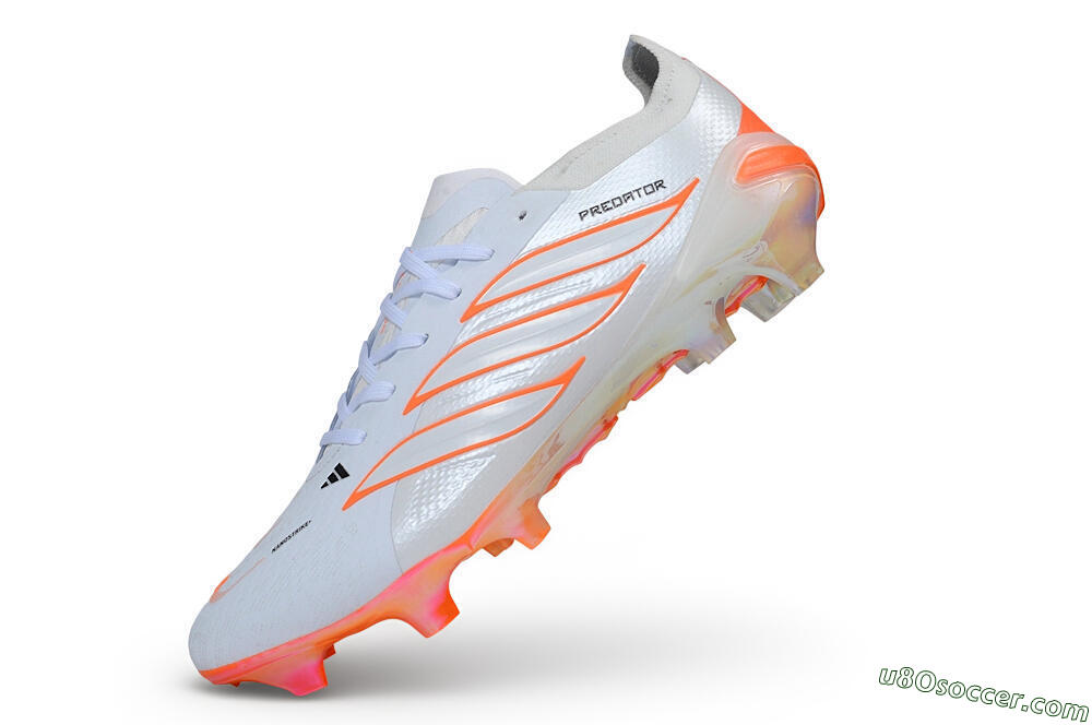 Adidas Predator 26 Elite FG Firm Ground Soccer Cleats - White/Cloud White/Solar Red 5