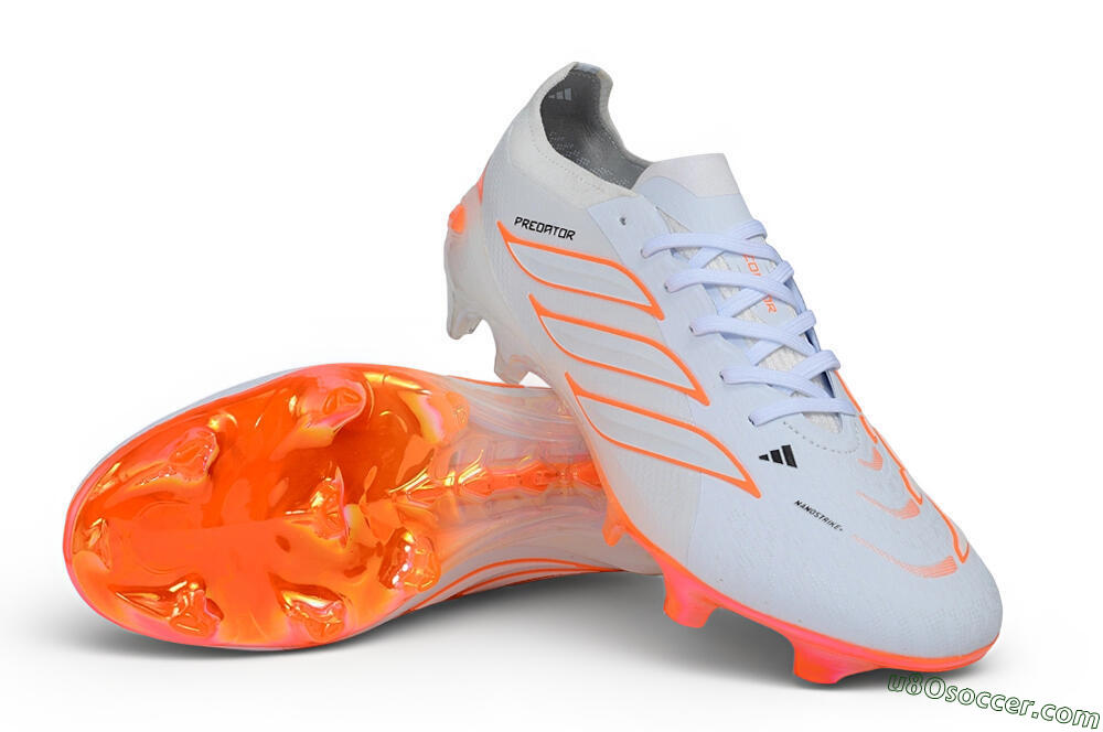 Adidas Predator 26 Elite FG Firm Ground Soccer Cleats - White/Cloud White/Solar Red 3