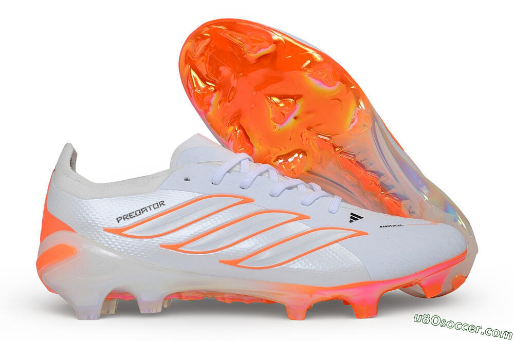 Adidas Predator 26 Elite FG Firm Ground Soccer Cleats - White/Cloud White/Solar Red 1