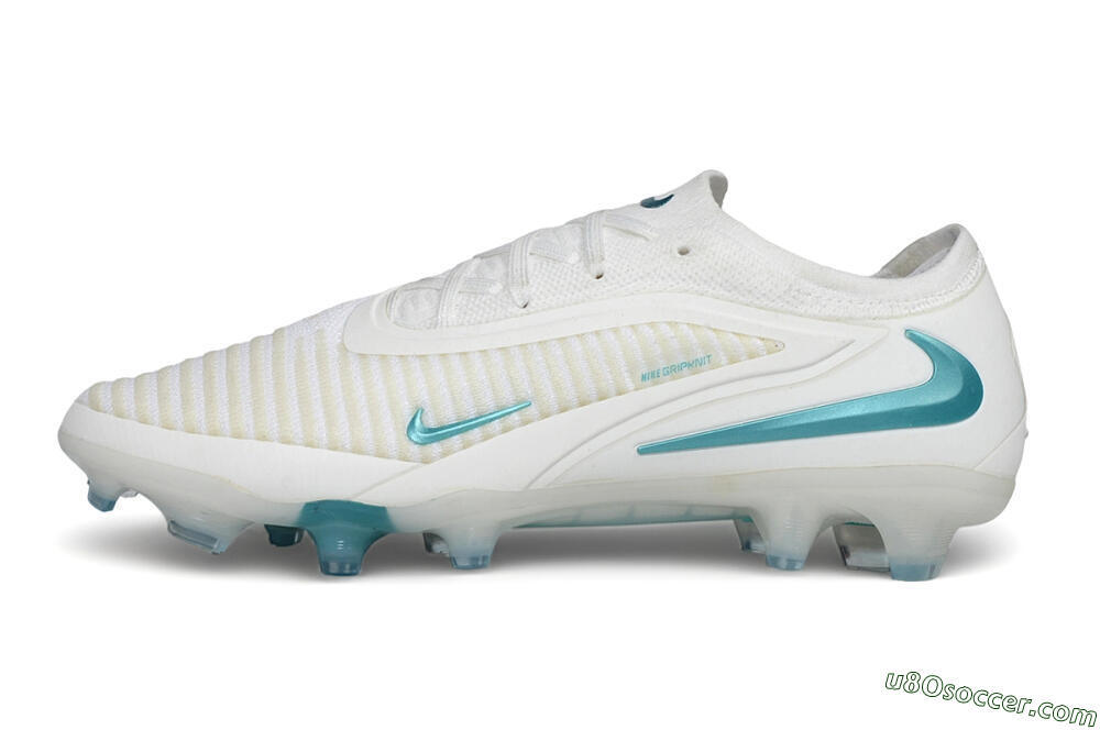 Nike Phantom 6 Elite Low FG Firm Ground Soccer Cleats - White/Summit White/Baltic Blue 2