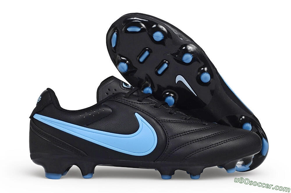 Nike Tiempo Ligera Pro FG Firm Ground Soccer Cleats - Black/Black/University Blue 1