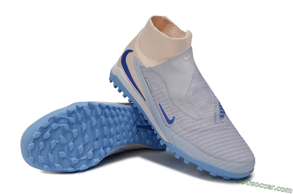 Nike Phantom 6 Elite High TF Artificial Turf Soccer Shoes - Grey/Atmosphere Grey/Peach Cream 4