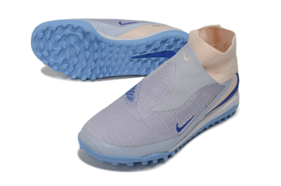 Nike Phantom 6 Elite High TF Artificial Turf Soccer Shoes - Grey/Atmosphere Grey/Peach Cream