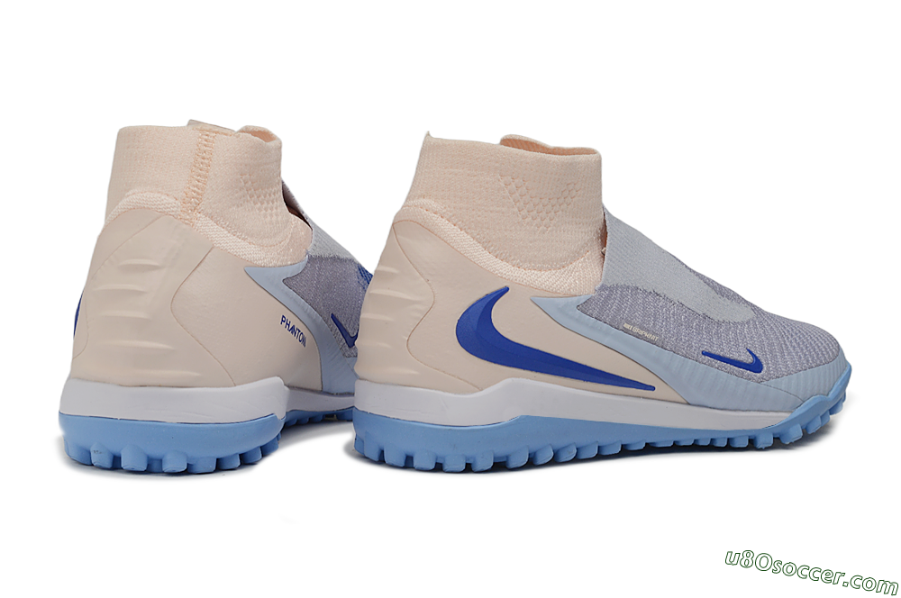Nike Phantom 6 Elite High TF Artificial Turf Soccer Shoes - Grey/Atmosphere Grey/Peach Cream 7