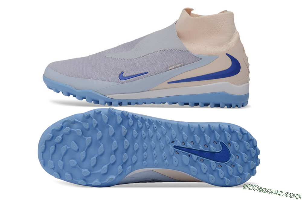 Nike Phantom 6 Elite High TF Artificial Turf Soccer Shoes - Grey/Atmosphere Grey/Peach Cream 0