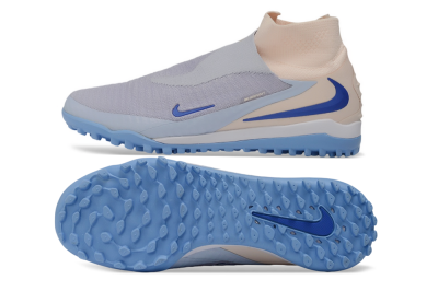 Nike Phantom 6 Elite High TF Artificial Turf Soccer Shoes - Grey/Atmosphere Grey/Peach Cream