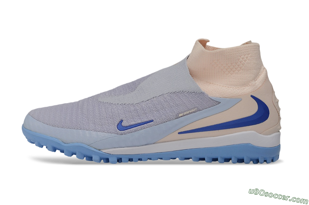 Nike Phantom 6 Elite High TF Artificial Turf Soccer Shoes - Grey/Atmosphere Grey/Peach Cream 2