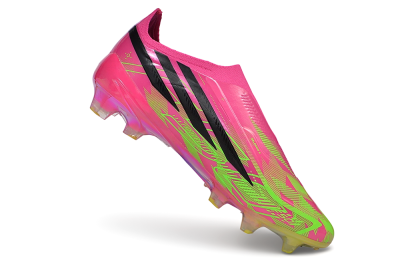 Adidas F50 Hyperfast Elite Laceless FG Firm Ground Soccer Cleats - Pink/Lucid Pink/Solar Green