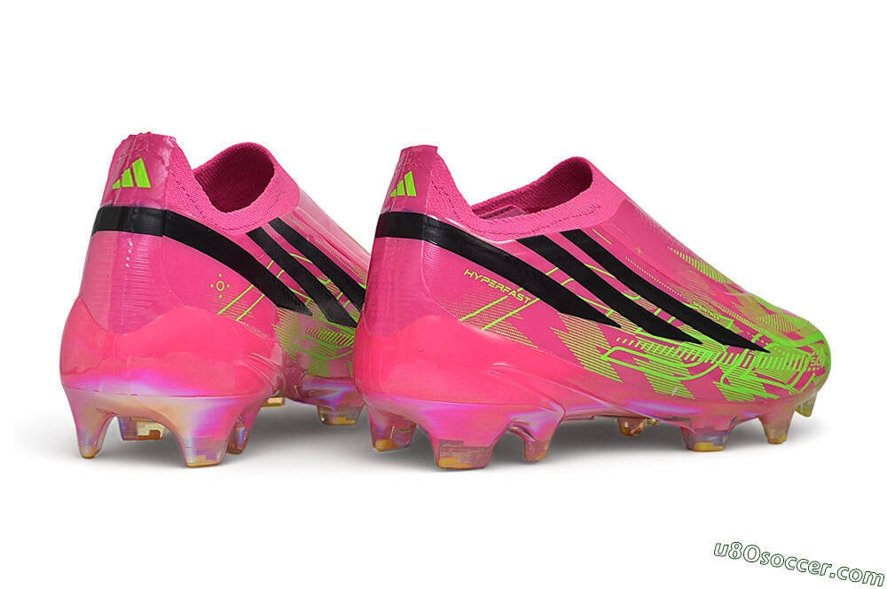 Adidas F50 Hyperfast Elite Laceless FG Firm Ground Soccer Cleats - Pink/Lucid Pink/Solar Green 7