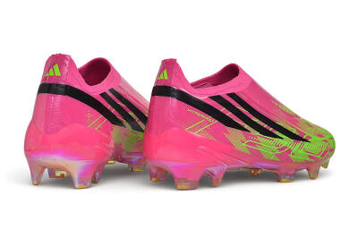 Adidas F50 Hyperfast Elite Laceless FG Firm Ground Soccer Cleats - Pink/Lucid Pink/Solar Green