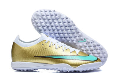 Nike Air Zoom Mercurial Vapor 17 Elite TF Artificial Turf Soccer Shoes - Gold/Metallic Gold/Turquoise
