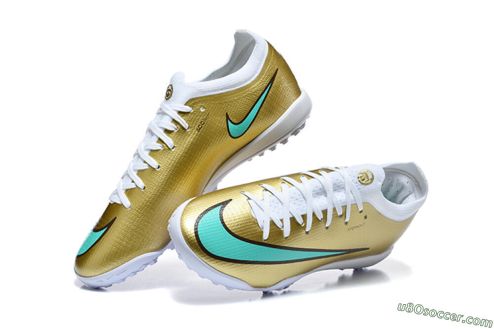 Nike Air Zoom Mercurial Vapor 17 Elite TF Artificial Turf Soccer Shoes - Gold/Metallic Gold/Turquoise 3