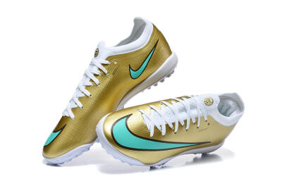 Nike Air Zoom Mercurial Vapor 17 Elite TF Artificial Turf Soccer Shoes - Gold/Metallic Gold/Turquoise