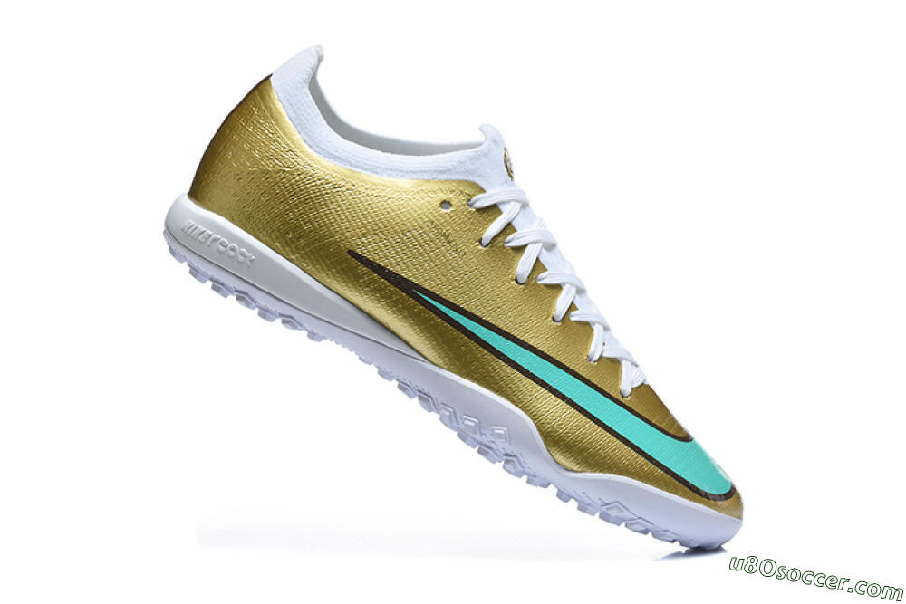 Nike Air Zoom Mercurial Vapor 17 Elite TF Artificial Turf Soccer Shoes - Gold/Metallic Gold/Turquoise 4
