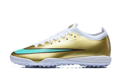 Nike Air Zoom Mercurial Vapor 17 Elite TF Artificial Turf Soccer Shoes - Gold/Metallic Gold/Turquoise